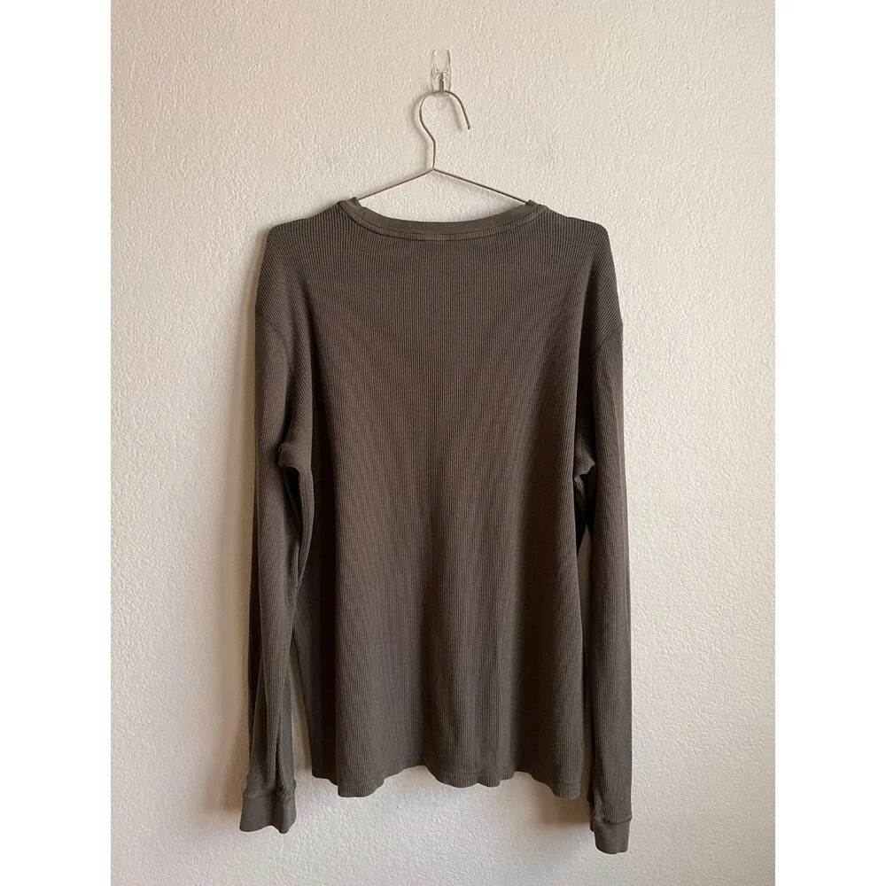 Vuori Men's Waffle Crewneck Thermal Shirt in Oregano (Olive Green) Size XL